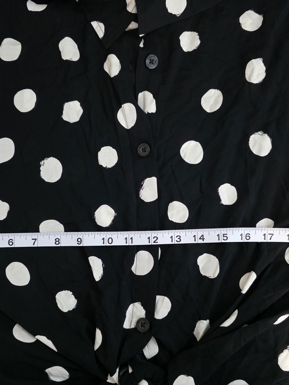 kate spade Black with White Polka Dot Tie-Front Button-Down Shirt - Picture 5 of 5